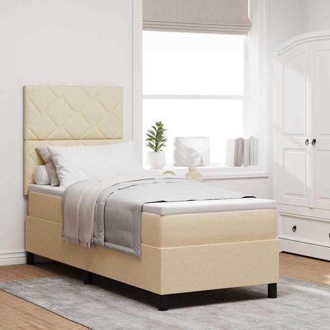 vidaXL Lit à ressorts avec tête de lit Crème 80 x 200 cm tissu (1/5)
