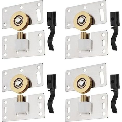Kit de roulettes pour portes coulissantes en acier inoxydable — Roues pour rails de guidage — Quincaillerie pour armoires, fenêtres et portes coulissantes de meubles (1/5)