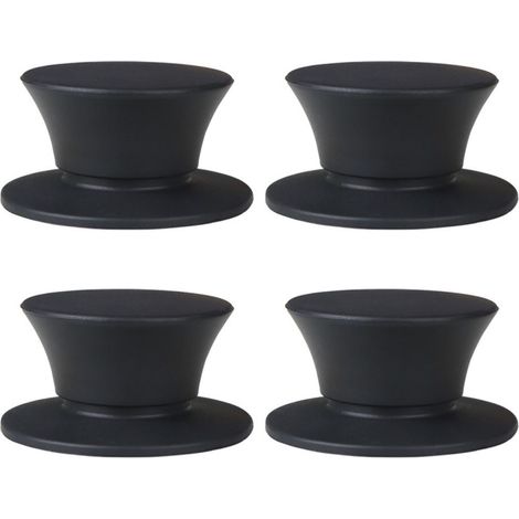 Lot de 4 boutons de couvercle en silicone noir, taille standard, résistants à la chaleur et durables, pour couvercles de casseroles. (1/4)