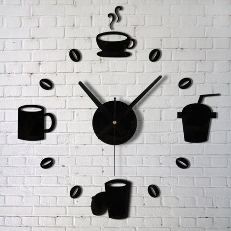 3D DIY Wanduhr, kreativer Wandaufkleber, kreative Kaffeetassen-Wand (1/3)