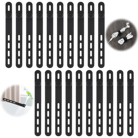 20er-Packung wiederverwendbare Silikon-Kabelbinder mit Verschlussschnalle, elastisches und verstellbares Kabelmanagement für Ladekabel und Stromkabel, ideal für unterwegs und den Heimgebrauch. (1/5)
