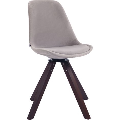 Chaise de salle à manger visiteur pivotante en velours gris pieds en bois carré noyer avec assise 360° 100007805 (1/3)