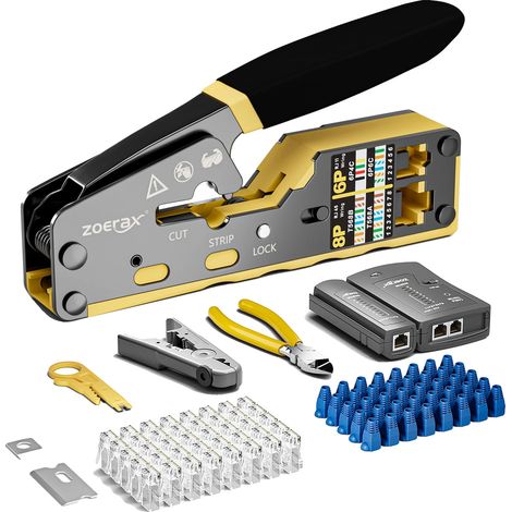 Kit de pince à sertir, ensemble d'outils multifonction, connecteurs RJ45 inclus, KIT CAT6 (1/2)