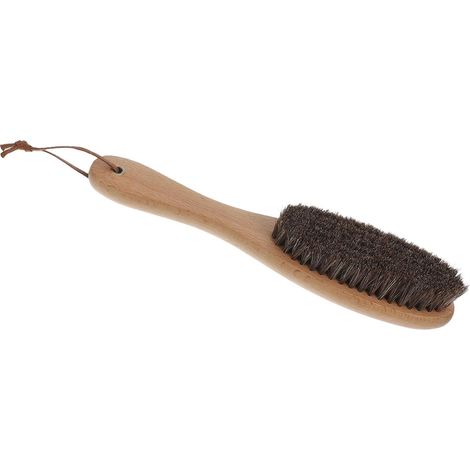 Brosse à Cheval en Crin de Cheval avec Manche en Bois, Kaki Toilettage Extérieur, Format Portable, Tête de Brosse Adaptée au Corps du Cheval (1/5)