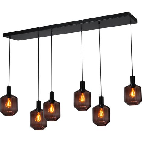 Lampe suspendue 6 lumières - noire - Porto avec verres rouges Jagger - 2711-05-05-130-25-69