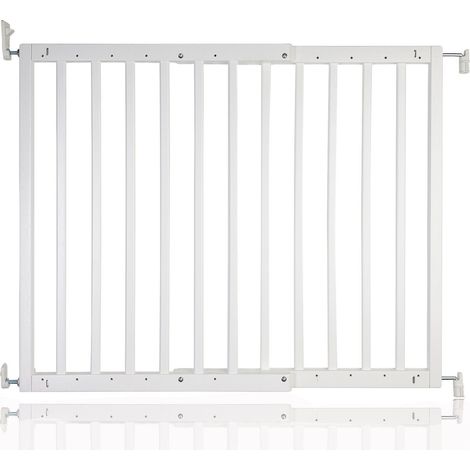 Safetots Chunky Wooden Screw Fit Stair Gate, White, 63.5cm - 105.5cm, Wood Baby Gate, Screw Fit Safety Barrier (1/5)