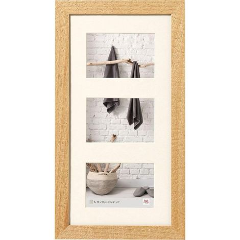 cadre photo design naturel 3x 10x15 cm galerie avec passe-partout, Home cadre en bois HO315H (1/5)