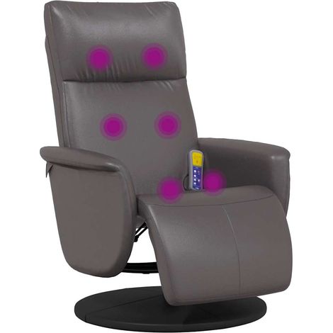 Fauteuil Inclinable - Fauteuil Relax repose-pieds gris similicuir fr17693 (1/5)