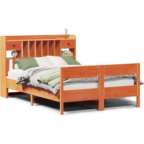 Maison Exclusive - Letto Libreria senza Materasso Marrone Cera 135x190 cm in Pino