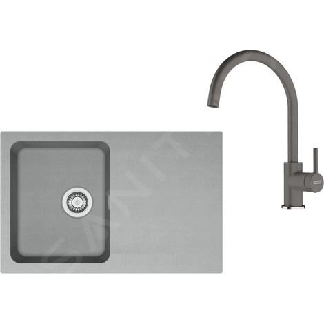 Franke Colonnes - Set de cuisine T119Š, évier en tectonite OID 611-78 + robinet FN 6018.084, gris / gris pierre 143.0687.376 (1/4)
