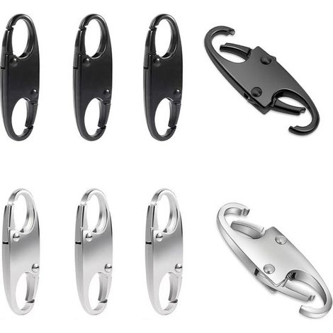 8 clips antirrobo, mochila con cremallera, clips de seguridad para bolsos, mochilas, maletas, carteras, antirrobo y robustos (negro, plata)