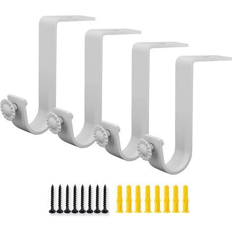 Lot de 4 supports de fixation de plafond pour tringle à rideaux de 2,5 cm Blanc (1/5)