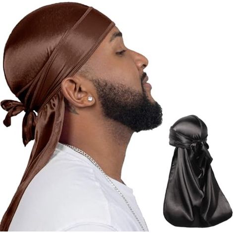 Traje de dos piezas de seda tipo durag, adecuado para hombres y mujeres con cabello ondulado, con un lujoso acabado satinado de alta calidad (1/4)