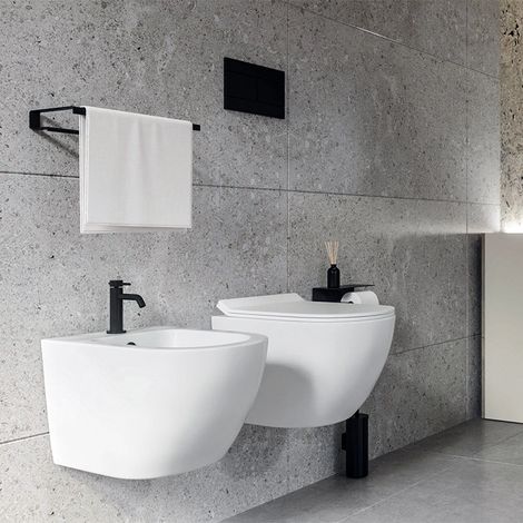Exagonshop Sanitari sospesi salva spazio rimless ceramica bianco