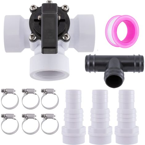 Vanne de dérivation d'eau à 3 voies Abplag1 Adaptateur de tuyau universel de 1/2 pouce avec collier de serrage pour les déviateurs de piscine de jardin vers des tuyaux de diamètre 1,25 ou 1,5 pouce. (1/4)