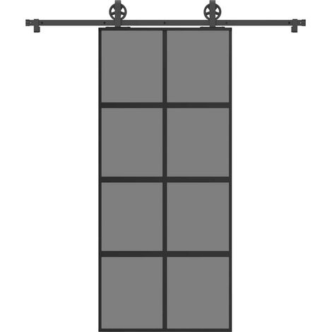 Sliding Door with Hardware Set 90x205 cm Tempered Glass&Aluminium vidaXL (1/5)