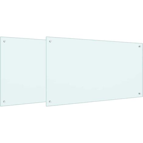 Crédence de cuisine 2 pcs Blanc 100 x 60 cm verre trempé