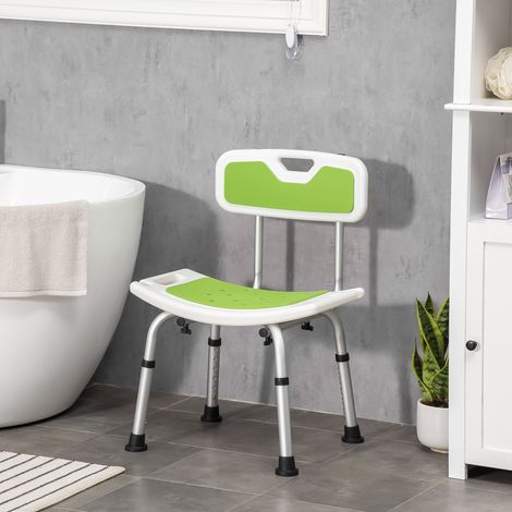 Chaise douche aluminium EVA hauteur réglable 6 niveaux dossier courbé 51,5x49,5x68,5-81 cm