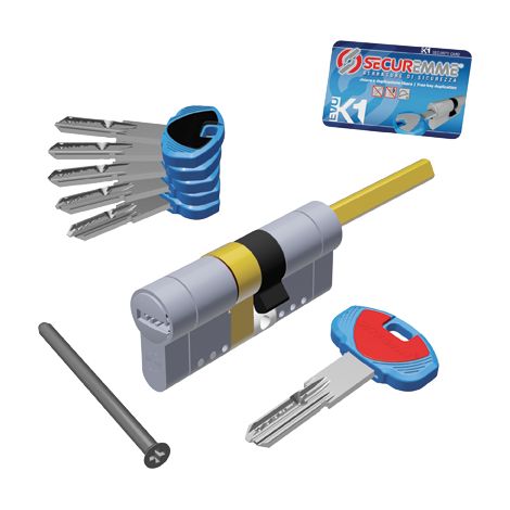 CILINDRO SAGOMATO EVO K1 3100Q POMOLO SECUREMME  OTT.NICH.SATIN CHIAVI 5 MM 70 30+40