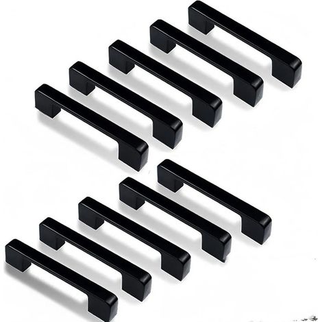 10 maniglie per mobili da cucina, adatte per porte e armadi, nere, 10,5 x 12 x 22,5 mm