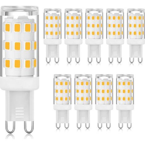 Ampoule LED G9 3000K blanc chaud 3W, ampoule LED à douille G9 à deux broches (équivalent halogène 40W), ampoules G9 à économie d'énergie pour lustre, pas de scintillement, non dimmable, 10 paquets [Cl (1/5)