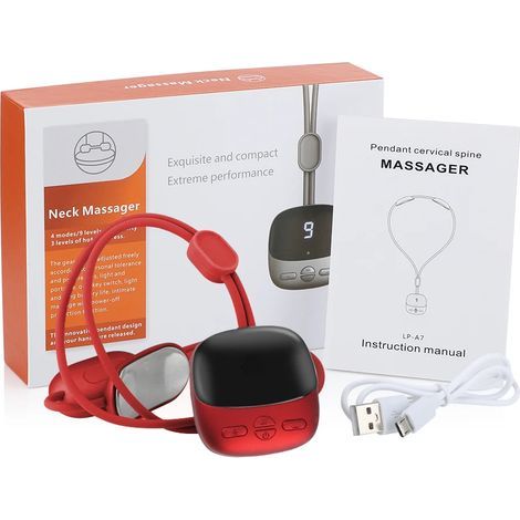 TENS+EMS microcurrent neck and back massager, 4 modes, portable, with hot compress for shoulders and neck - AquaForge