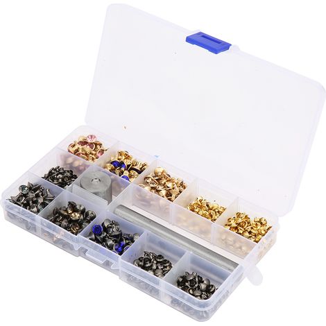 300 Cristal Rivets 8mm en Laiton, Strass Décoratifs 6 Couleurs, Clous Diamant pour Cuir et Vêtements (1/5)