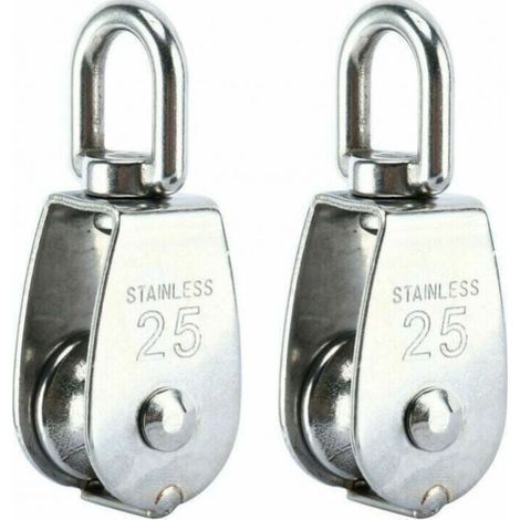 Set of 2 Lifting Pulley, 304 Stainless Steel Single Pulley M25 Single Pulley Load 150kg (1/5)