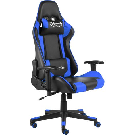 Fauteuil gamer pivotante Chaise de bureau - Fauteuil de jeu Bleu PVC BonneVie-74339 (1/5)