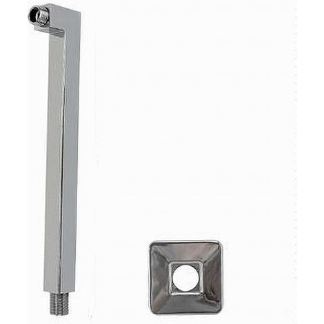 TRADE SHOP - Braccio Doccia In Ottone Cromato Quadrato Per Soffione Con Rosone 30 Cm 59492 -