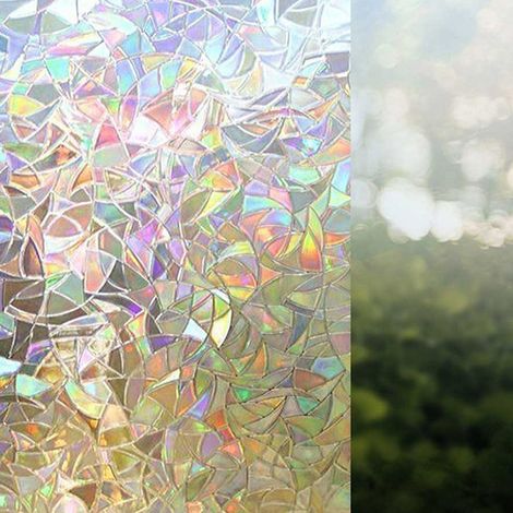 Film occultant pour fenêtres, autocollants arc-en-ciel, vinyle décoratif 3D, stickers effet vitrail, autocollant statique sans adhésif, 44,5 x 200 cm (1/5)