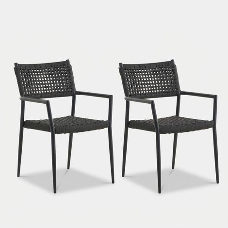 2er-Set gepolsterte Esszimmerstühle aus Stoff und Metall Amedeo - Anthrazit (1/5)