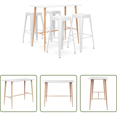 Barhocker - 5-tlg. Bar-Set Weiß (1/5)