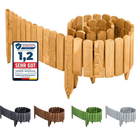 Garronda clôture de Jardin en Bois Bordure Jardin Cloture Jardin Exterieur Barrières de Jardin de Bois Palissade Bordurette de Jardin Longueur: 200 cm GD-0046 (Marron Clair, Hauteur: 10 cm)