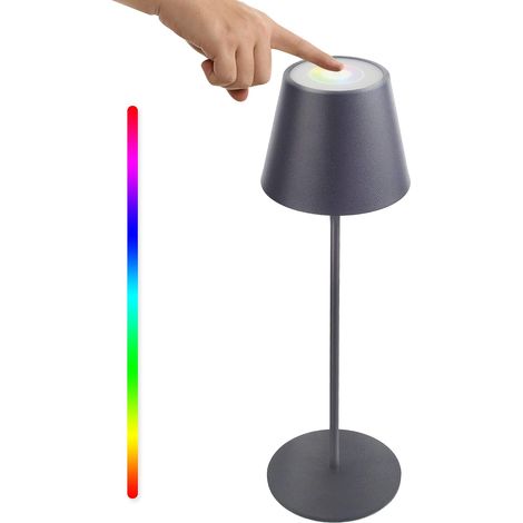 MINKUROW Lámpara De Mesa De Metal Recargable Led Regulable, Funciona Con Pilas, Con Interruptor Táctil Para Interiores Y Exteriores, 8 Colores Disponibles E Ip54 Para Dormitorio, Trabajo, Bar, Restaur (1/5)