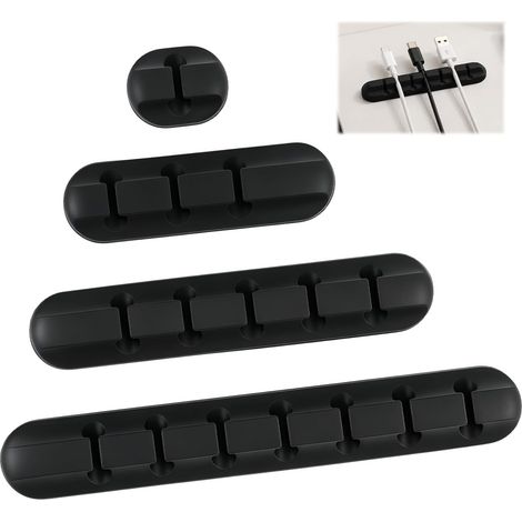 4er-Set Kabelclips – Kabelmanagement mit 1/3/5/7 Schlitzen – Ideal für USB-Ladegeräte, Mäuse, Kopfhörer und PCs – Starke Haftung auf Holz, Glas, Metall und Kunststoff (1/5)