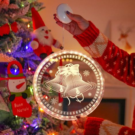 Lanterne de Noël décorative à LED avec batterie, cloche, cerf, décoration de Noël, guirlande lumineuse, 16 cm (1/5)