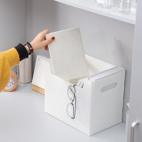 Kompakte und faltbare weiße Kunststoff-Büroablagebox mit Doppelgriff (1/5)