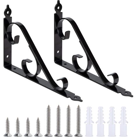 Soporte metálico de pared para estante, soporte triangular de 90 grados, soporte multifuncional con tornillos para jardinería, baño, cocina, 250 mm 164 mm, 1 par (negro) (1/5)