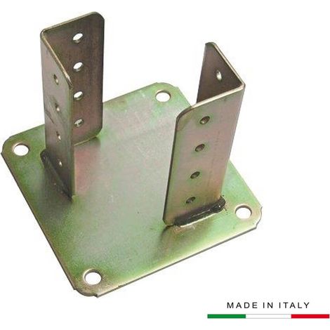SUPPORTO GAZEBO QUADRO A PAVIMENTO 840 - ZINCATO GIALLO S.MM 4,0 MM 100X100 - 1 pezzo
