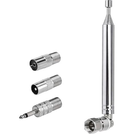 1 Antenne télescopique, 75 Ohm, 76 cm, métal, pour chaîne HiFi, tuner FM, récepteur DAB