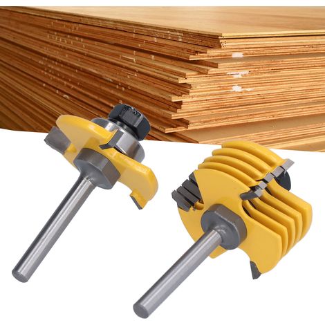 Zweiteiliger Nutfräser, Dreischneiderfräser, Holzfräser mit 6,35 mm (1/4 Zoll) Schaft, Mehrklingen-Zapfenfräser (1/5)