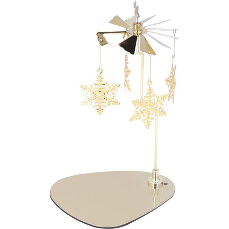 Bougeoir rond triangulaire style romantique européen en acier inoxydable, carillon éolien rotatif pour aromathérapie, bougeoir flocon de neige (1/5)