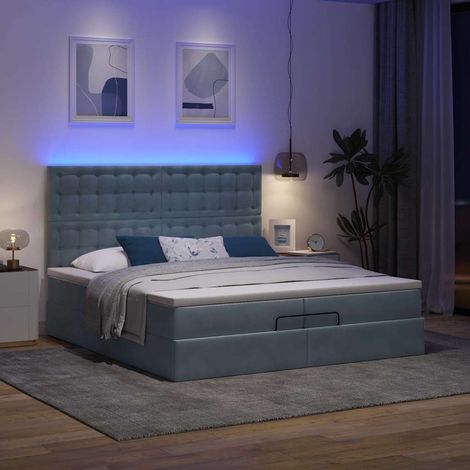 Maison Exclusive - Ottoman-Bett mit Matratzen & LEDs Dunkelgrau 2