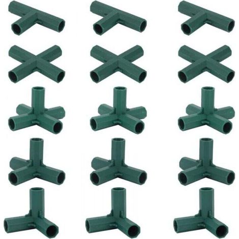 UlisemLot de 15 Connecteurs De Cadre De Serre, Connecteurs d'angle pour Cadre De Jardin Tige d'hélice de 16 mm 5 Types de Support Stable Robuste pour Serre (1/4)