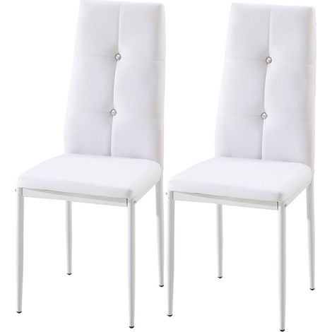 Hobag – Lot de 2 chaises de salle à manger – Structure en PU – Hauteur d'assise 46,6 cm – Coloris blanc – Dimensions L48 x W40 x H99 cm