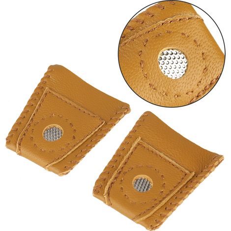 Dé à coudre en cuir avec embout métallique pour couture et travaux manuels (1/5)