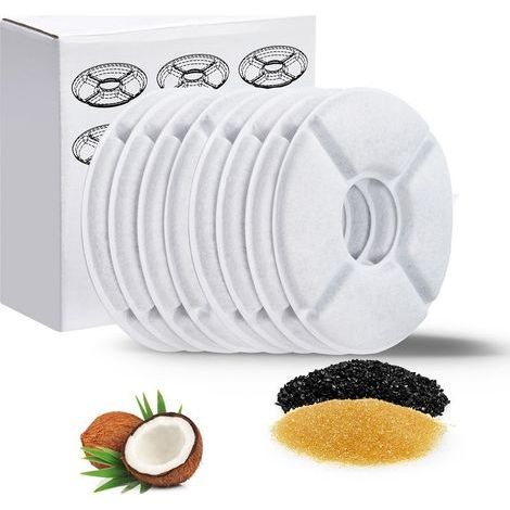 Filtre Fontaine Eau Chat, Pet Fountain Filters avec Résine Echangeuse D'ions et Charbon Actif, Filtre de Rechange Compatible avec Fleur Fontaines pour Petits Chiens et Chats (12 Pièces) (1/5)