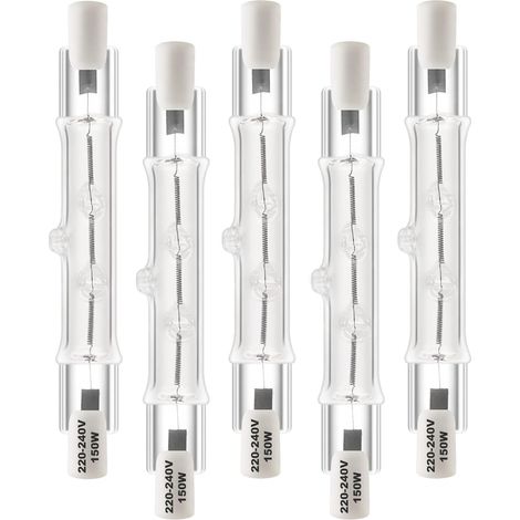 Ampoule halogène R7s 78 mm 150 W, AC220-240 V, dimmable, blanc chaud 2800 K, culot J78, lot de 5