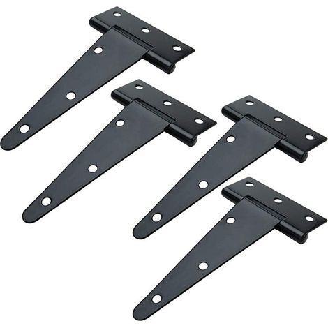 Charnière de Porte en Inox,4 PCS Charnières à Sangle en T,Charnière de Portail en Bois de Jardin, Métallique T-Sangle charnière avec Vis pour Portes, (1/5)